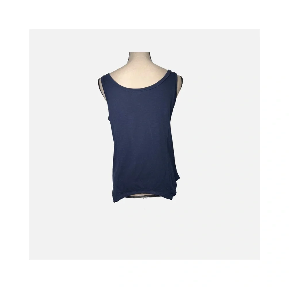 Cato Blue and White Cotton Embroidered Sleeveless Tank Top Womens size L